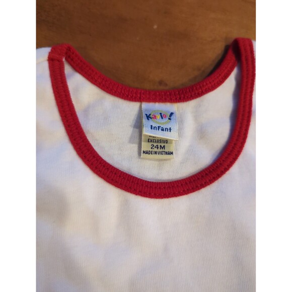 3 Kavio baby girls infant size 24 month tank dress white with red trim brand new - Picture 3 of 5